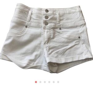 High waisted stretchy white shorts